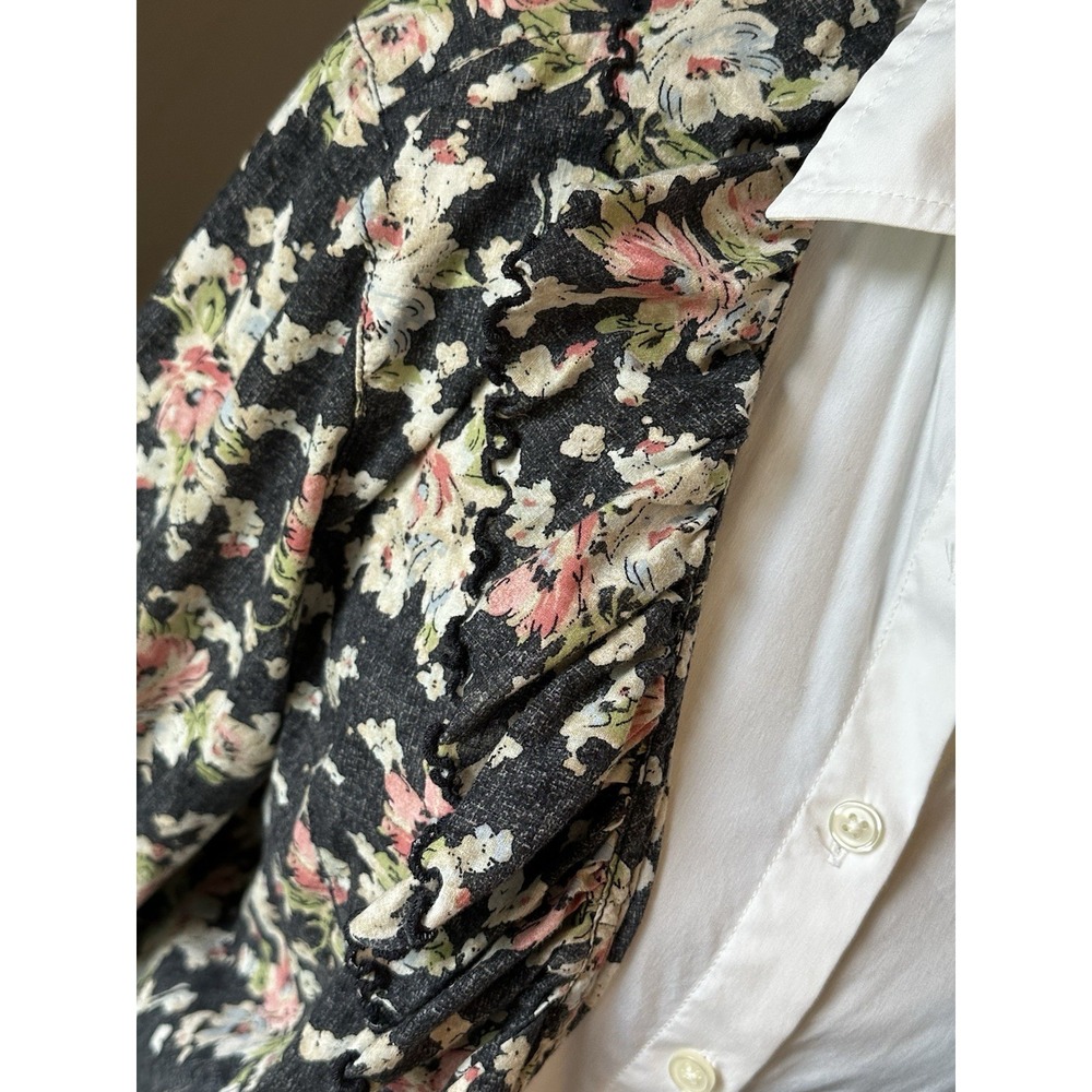 Lauren Jeans Co. Ralph Lauren Jacket Womens L Blue Floral Ruffle Cotton Blouse